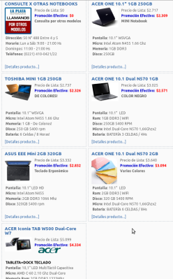 Netbooks en Argentina (comercio independiente)